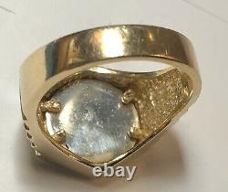 22kt. $1 Gold Coin In Solid 14kt. Gold Ring T. W 11.7grams