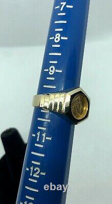 22kt. $1 Gold Coin In Solid 14kt. Gold Ring T. W 11.7grams