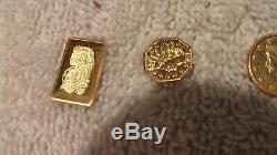 24.2 grams SOLID GOLD UNCIRCULATED SOLID BULLION BARS and coins