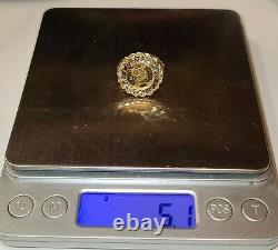 24K 1996 Chinese Panda Coin Set In 10K Yellow Gold Bezel Ring 5.1 Grams Sz. 7.5