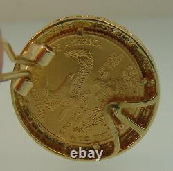 24K Eagle 5 Dollar Coin Earrings With 14K Bezel-12.2 Grams