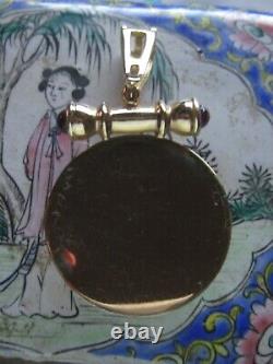 24K Gold Liberty Coin 14k Gold Pendant Frame Garnet Cabochons Enhancer 11 grams