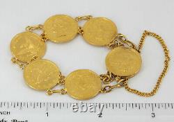 24K Lady's Solid Yellow Gold Eagle Coin Bracelet 30.3 grams 6.5