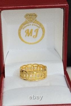 24K Solid Pure Gold Lucky Coin Money Ring 4.51 Grams. Size 6