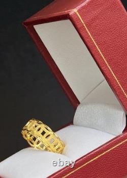 24K Solid Pure Gold Lucky Coin Money Ring 4.51 Grams. Size 6