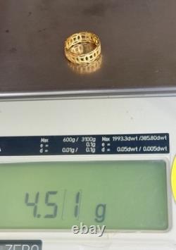 24K Solid Pure Gold Lucky Coin Money Ring 4.51 Grams. Size 6
