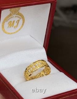 24K Solid Pure Gold Lucky Coin Money Ring 4.51 Grams. Size 6