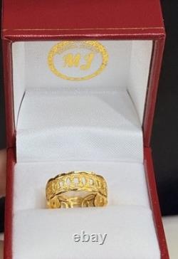 24K Solid Pure Gold Lucky Coin Money Ring 4.51 Grams. Size 6