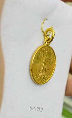 24K Solid Yellow Gold Coin Pendant 3.85Grams(519$)
