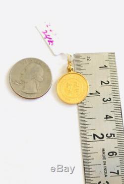 24K Solid Yellow Gold Coin Rooster Pendant (Total 3.65Grams)