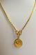 24k Solid Yellow Gold Lucky Coin Pendant & Tiff Link Necklace14.87grams(1787$)