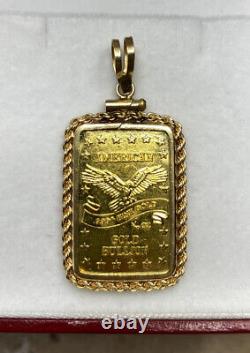 24k 999 14k Yellow Gold Bullion Coin Bar American Eagle Star 5Gram Charm Pendant