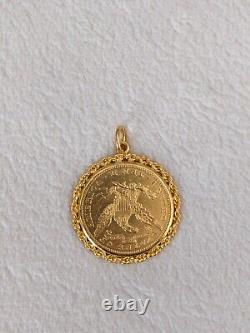 24k 9999 Solid Yellow Gold Coin Pendant, 21.87 grams Never Worn