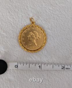 24k 9999 Solid Yellow Gold Coin Pendant, 21.87 grams Never Worn