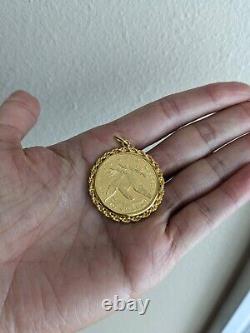 24k 9999 Solid Yellow Gold Coin Pendant, 21.87 grams Never Worn