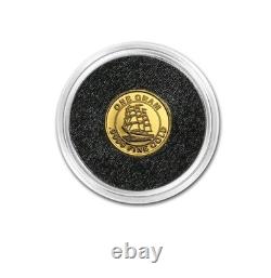 24k Pure Gold Coin. 9999 Lucky Bullion Schooner Ship