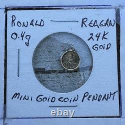 24k mini gold coin pendant Ronald Reagan 0.4 grams