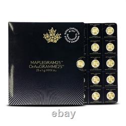 25 Gram Canadian Gold MapleGram (25x1g, BU with Assay)