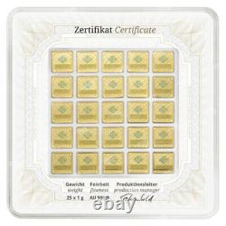 25 x 1 gram Geiger Edelmetalle Gold Bar MultiCard