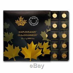 25x 1 Gram Gold Maple Leafs RCM Maplegram25 In Assay