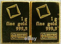 (3) 1 Gram Fine Gold Bar Assayed. 9999 Pure Fine Bullion Valcambi Suisse Swiss