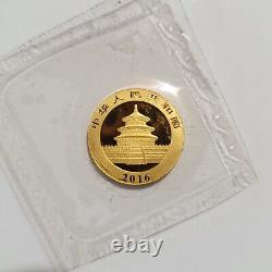 3 Gram 2016 Chinese Panda Fine Gold Bullion 50 Yuan China Round 3g Coin