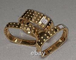3 Roberto Coin Pois Moi Diamond 18kt 750 Gold Bangle Bracelets Italy 123.5 grams