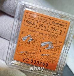 3x1 gram Gold CombiBarT Valcambi Suisse Bar. 9999