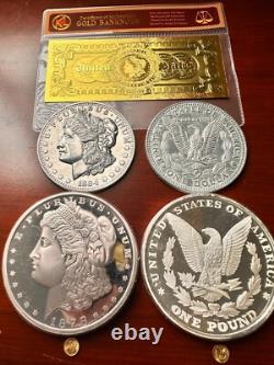 4 Set of 1878 Huge Half KILO Morgan Dollar Silver & 24K Gold Coin Bullion Round