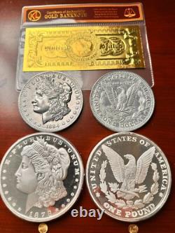 4 Set of 1878 Huge Half KILO Morgan Dollar Silver & 24K Gold Coin Bullion Round