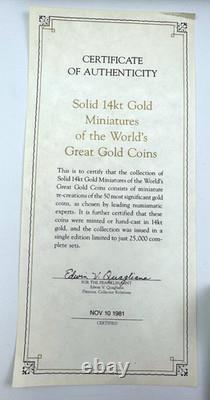 49 RARE Franklin Mint 14K Gold World Mini Coins 25 Grams with COA Paperwork 1981