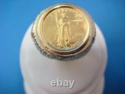$5 American Gold Eagle Gold Coin In 14k Gold Mens Ring 10.5 Grams Size 10