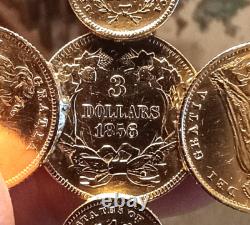 5 Gold Coin Pin/Pendant 1853 $1 Liberty'56 $3 Indian'83 &'87 Victoria 1/2 Sov