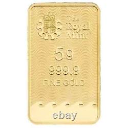 5 Gram 9999 Gold FN Royal Mint Britannia Minted Tablet Ingot Bar Sealed