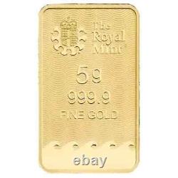 5 Gram 9999 Gold Royal Mint Britannia Minted Tablet Ingot Bar Sealed & Certified