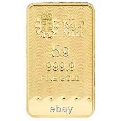 5 Gram 9999 Gold Royal Mint Britannia Minted Tablet Ingot Bar Sealed & Certified