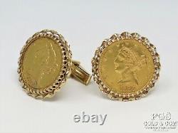 $5 Liberty Head Gold Coin Cufflinks 1880 & 1880-S 14k Gold 25.2 grams 15842