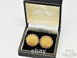 $5 Liberty Head Gold Coin Cufflinks 1880 & 1880-S 14k Gold 25.2 grams 15842