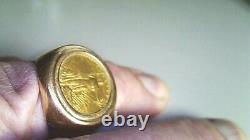 $5 Walking Liberty 22k gold coin with9.95 gram 14k y/gold size 10 ring