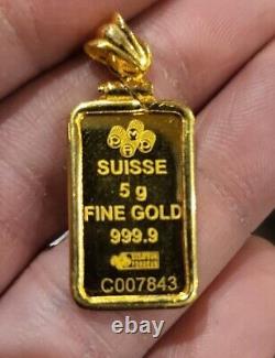 5gram Gold 999.9 Pamp Love Mounted in 14k Gold Bezel