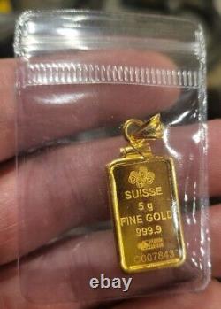 5gram Gold 999.9 Pamp Love Mounted in 14k Gold Bezel