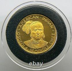 6 Gram. 900 Gold American Indian Proof Like Medal Coin OSCEOLA SEMINOLE CHIEF