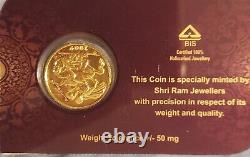 8 Gram Gold Sovereign Jewelry Restrike 22k in Assay