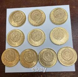 9 1959 Mexican Gold Veinte 20 Pesos Coins 16.66 Grams BU. 4823 AGW