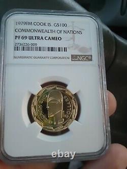 9.6 grams NGC. 900 Fine Gold 1979 Cook Islands Commonwealth of nations 69 Ultra