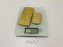 907 Grams Scrap Gold Bar For Gold Recovery Melted Different Computer Coins Pins