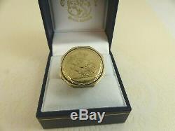 9ct 9carat Yellow Gold George & Dragon'Coin' Ring, 5.5 grams Size R