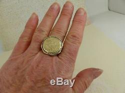 9ct 9carat Yellow Gold George & Dragon'Coin' Ring, 5.5 grams Size R