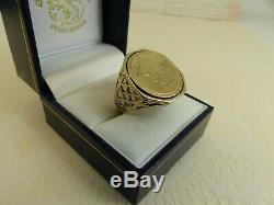 9ct 9carat Yellow Gold George & Dragon'Coin' Ring, 5.5 grams Size R