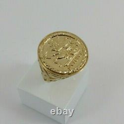 9ct Gold Coin Ring George & Dragon Disc Hallmarked 5gram 25mm size V gift box